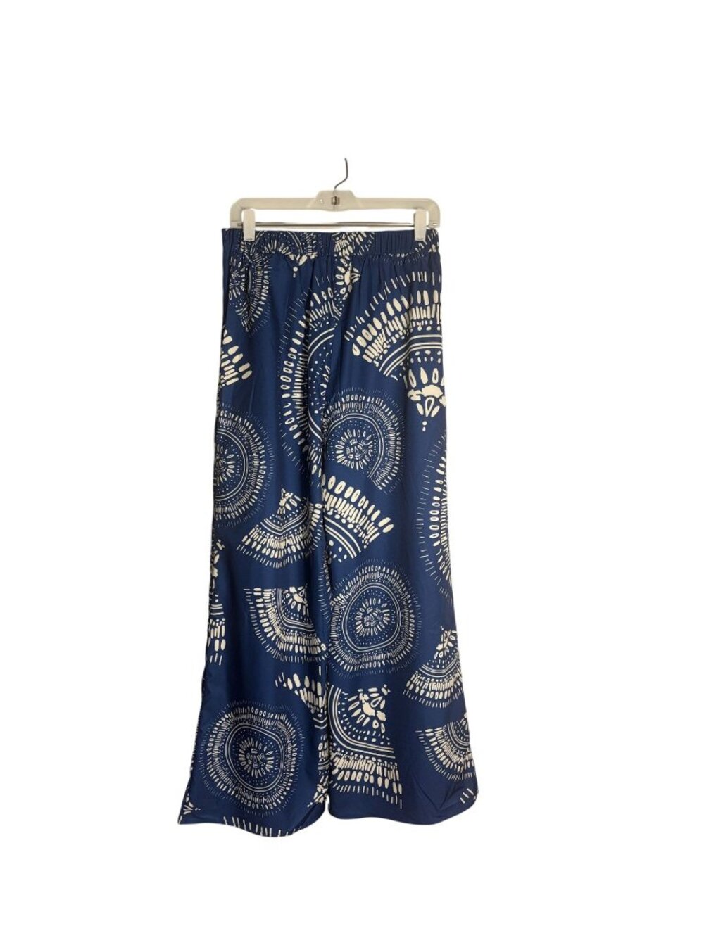 Blue & White Wide-Leg Pants With Boho Print Medium Cupshe 100% Polyester - Picture 3 of 12